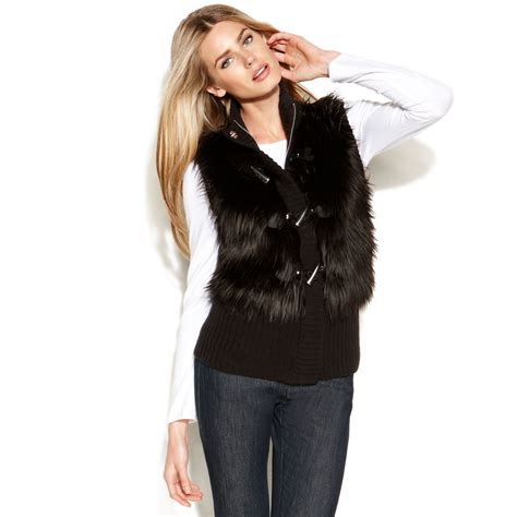 michael kors raccoon black vest|Michael kors faux fur vest + FREE SHIPPING .